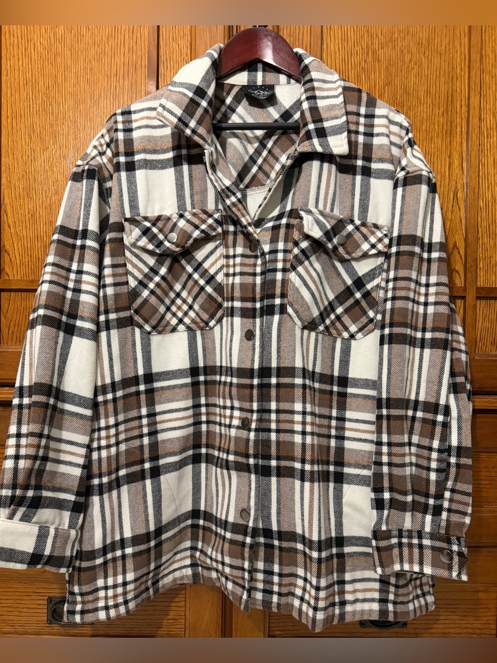 HFX Plaid Flannel Snap Front Shirt Jacket Shacket Lumberjack Woodland CabinCore